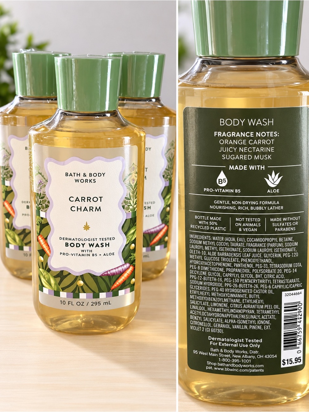 Three New Bath & Body Works Carrot Charm Body Washes